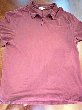 James Perse Men’s Standard Polo Shirt XXL 5 Burgundy 100% Cotton Made USA